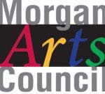 Logo of the Morgan Arts Council featuring the word "Arts" in stylized, colorful fonts (red, yellow, blue, and green) set against a black horizontal background. The words "Morgan" and "Council" are in gray, capital letters, positioned above and below "Arts".