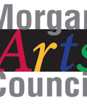 Logo of the Morgan Arts Council featuring the word "Arts" in stylized, colorful fonts (red, yellow, blue, and green) set against a black horizontal background. The words "Morgan" and "Council" are in gray, capital letters, positioned above and below "Arts".