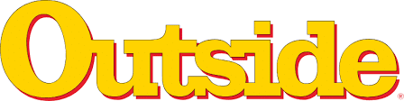 The word "Outside" is written in large, bold yellow letters with a red shadow, on a white background.